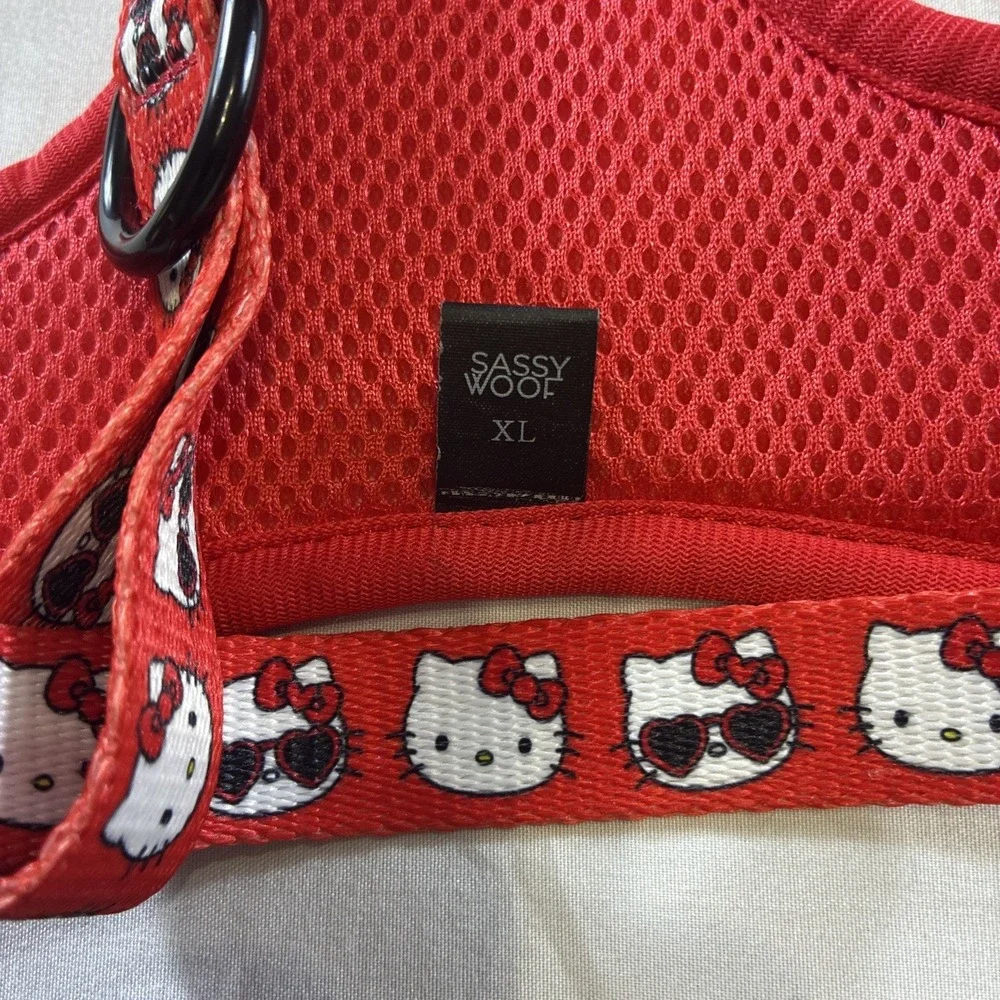 Sassy Wolf Soft Dog Harness Hello Kitty And Hearts Gingham Design Size XL New